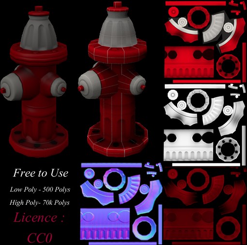 Fire Hydrant Low Poly 500 Polys preview image 1